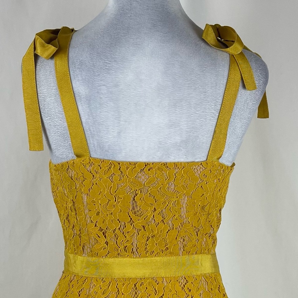 Endless Rose Mustard Lace Tie-Shoulder Mini Dress - Picture 6 of 14